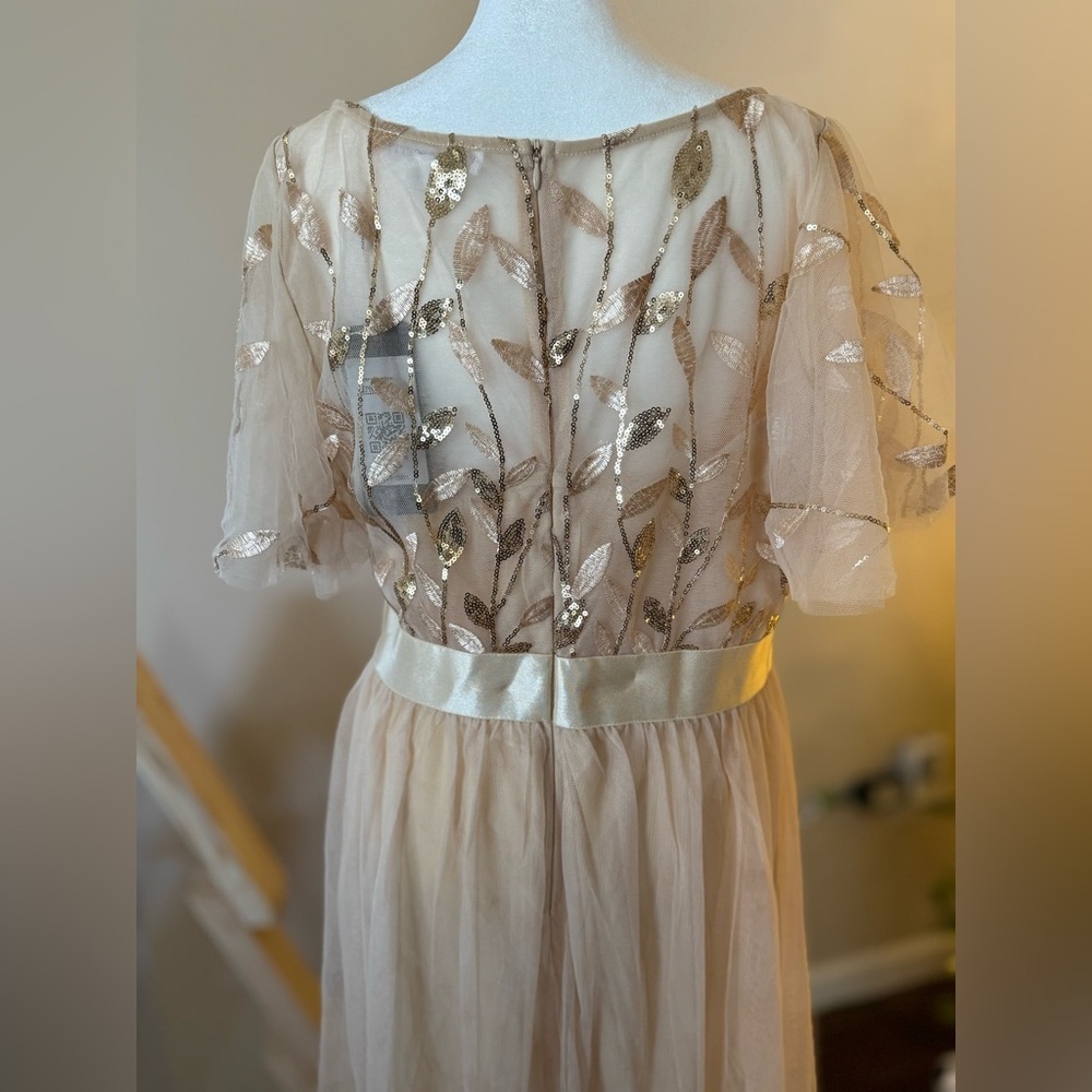 Ever Pretty Cream Dress with Gold Sequins, 16 - Picture 6 of 16